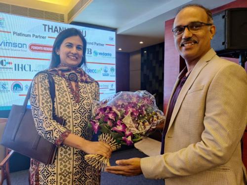Welcoming and extending best wishes to Ms.Swati Salgaocar the new Chairperson for CII @ CII AGM on 3rd March at Taj Vivanta.